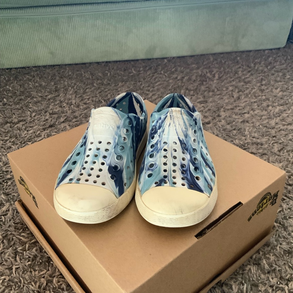Native Kids Blue and White Slip-On Shoes